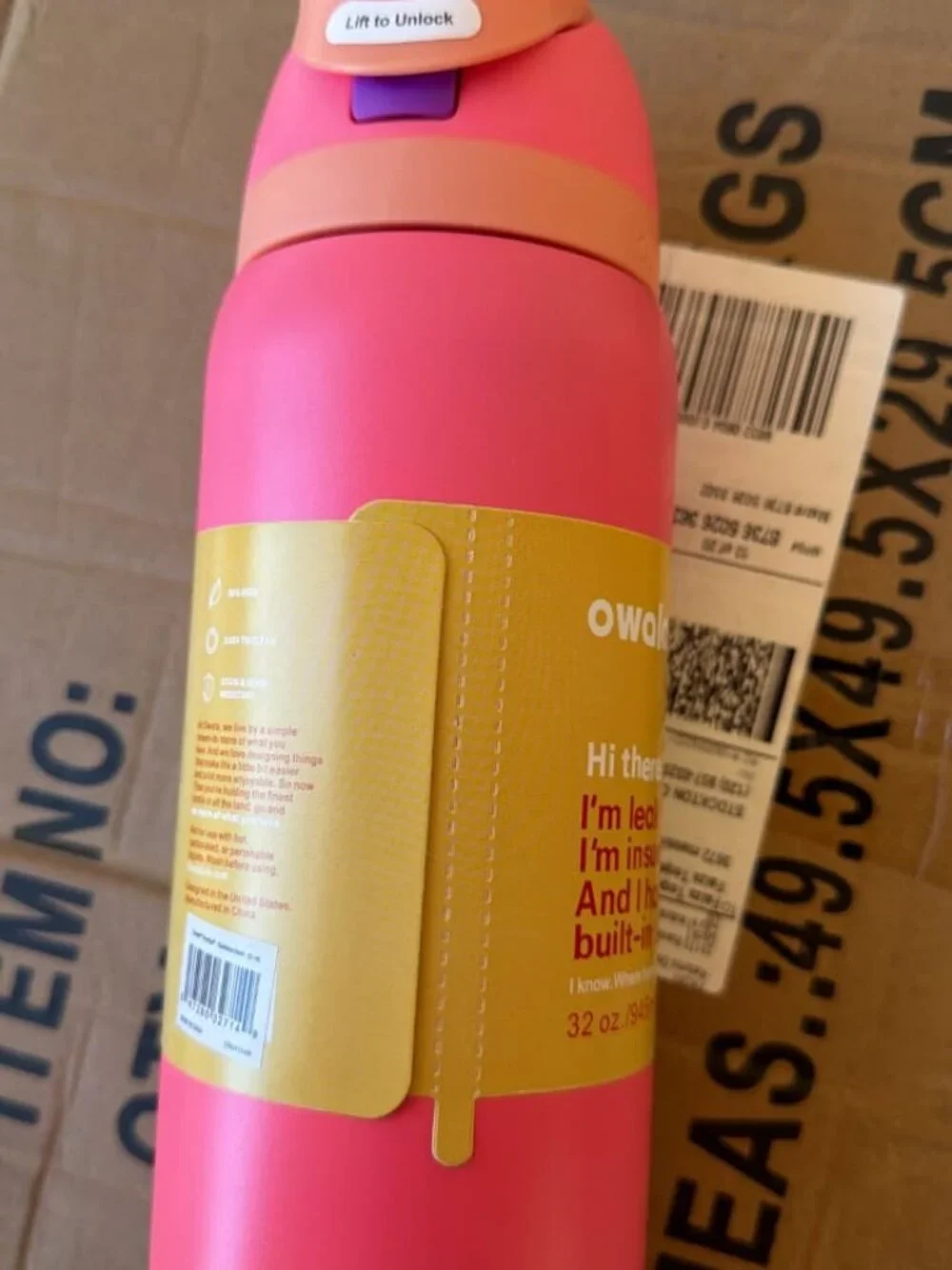 Owala FreeSip Insulated Water Bottle 32 oz – Pink/Coral, Leak-Resistant Travel